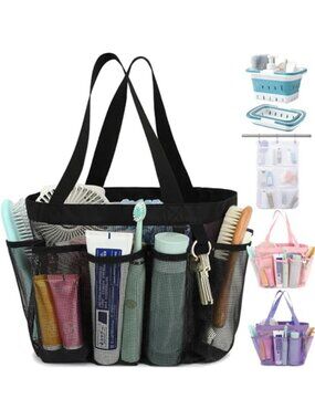 Hanging Shower Caddy Mesh Bathroom Organizer Portable Toiletry Bag 8 Pocket